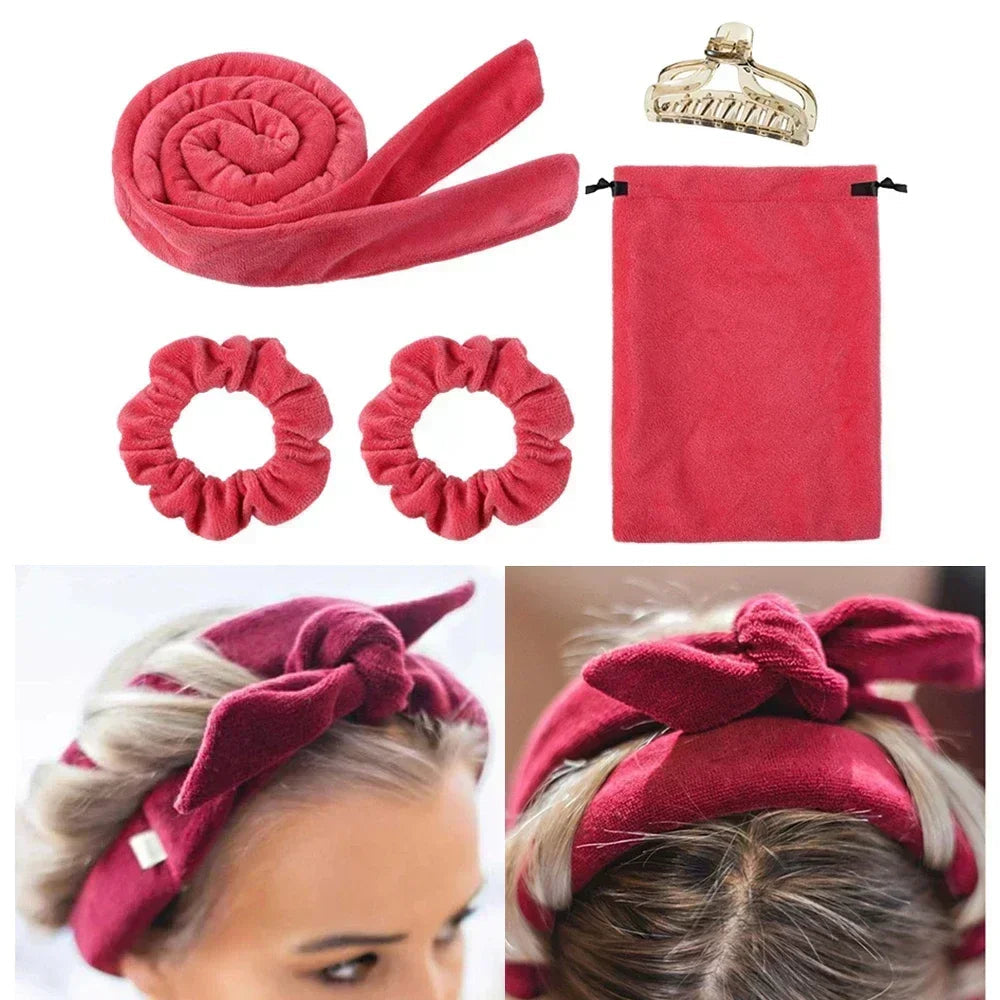 Heatless Curling Rod Headband No Heat Hair Curlers Ribbon Lazy Hair Rollers Silk Curls Sleeping Soft Headband Hair Styling Tools Quick Pick Grocers